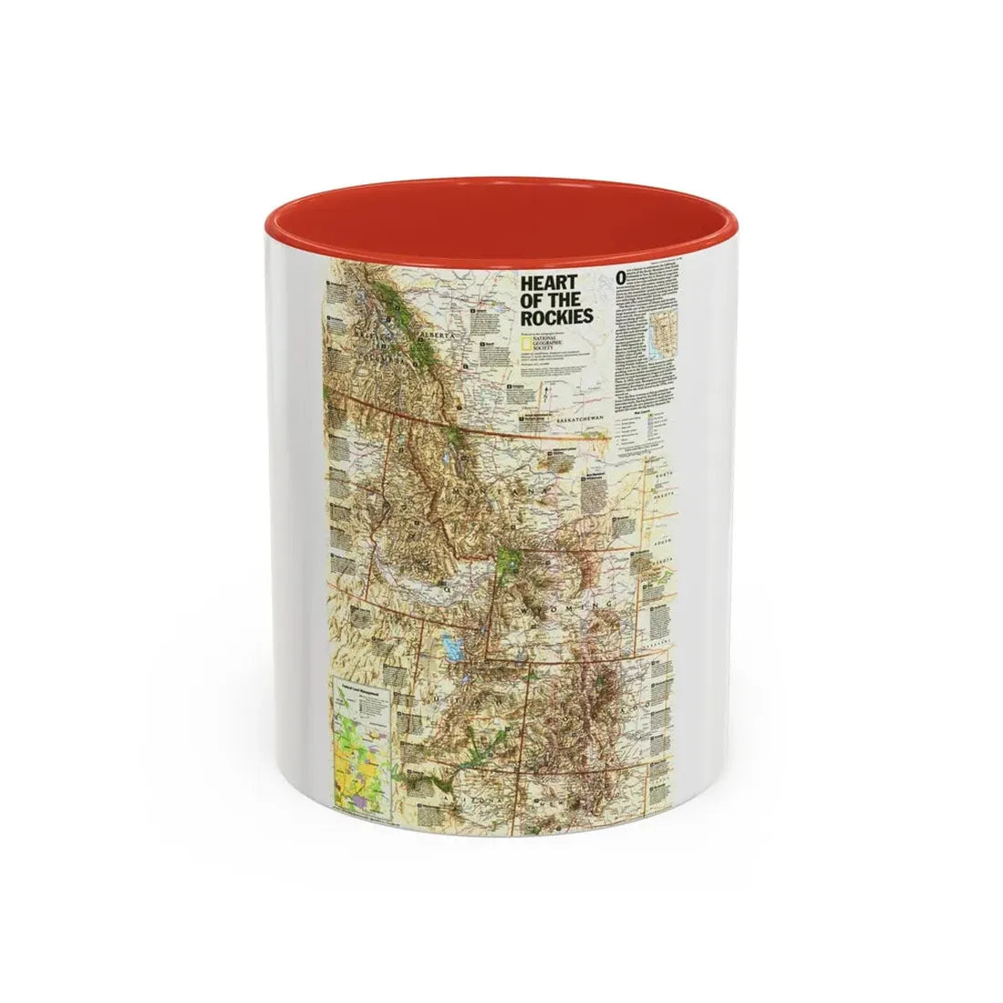 North America - Heart of the Rockies (1995) (Map) Accent Coffee Mug 11oz Red - Go Mug Yourself