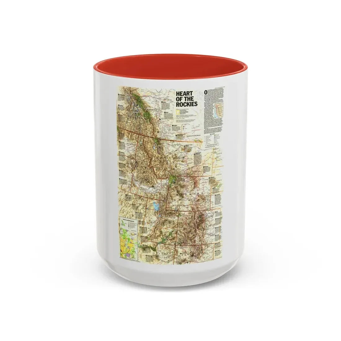 North America - Heart of the Rockies (1995) (Map) Accent Coffee Mug 15oz Red - Go Mug Yourself
