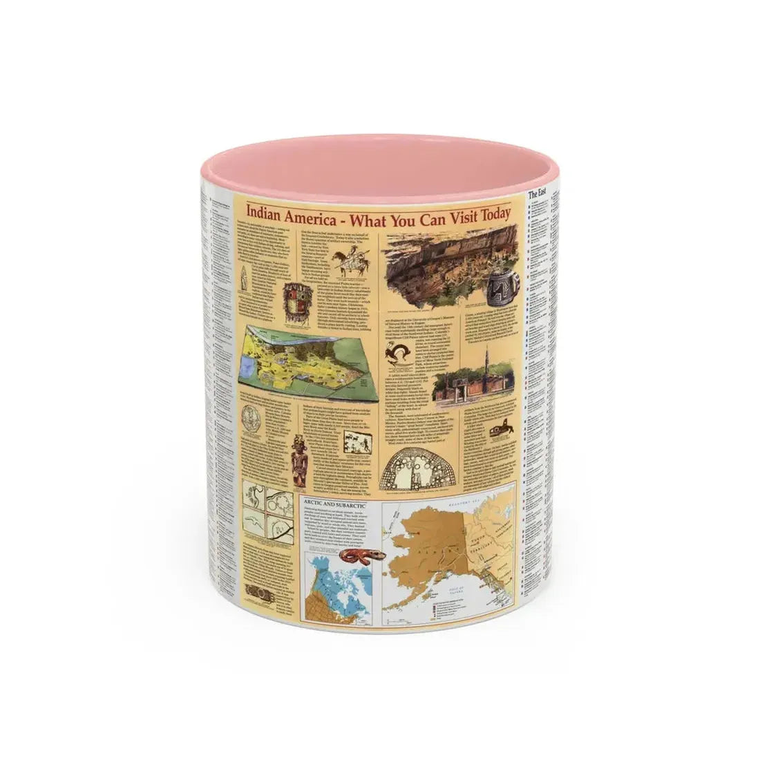 North America - Indian America - What You Can Visit Today (1991) (Map) Accent Coffee Mug 11oz Pink - Go Mug Yourself
