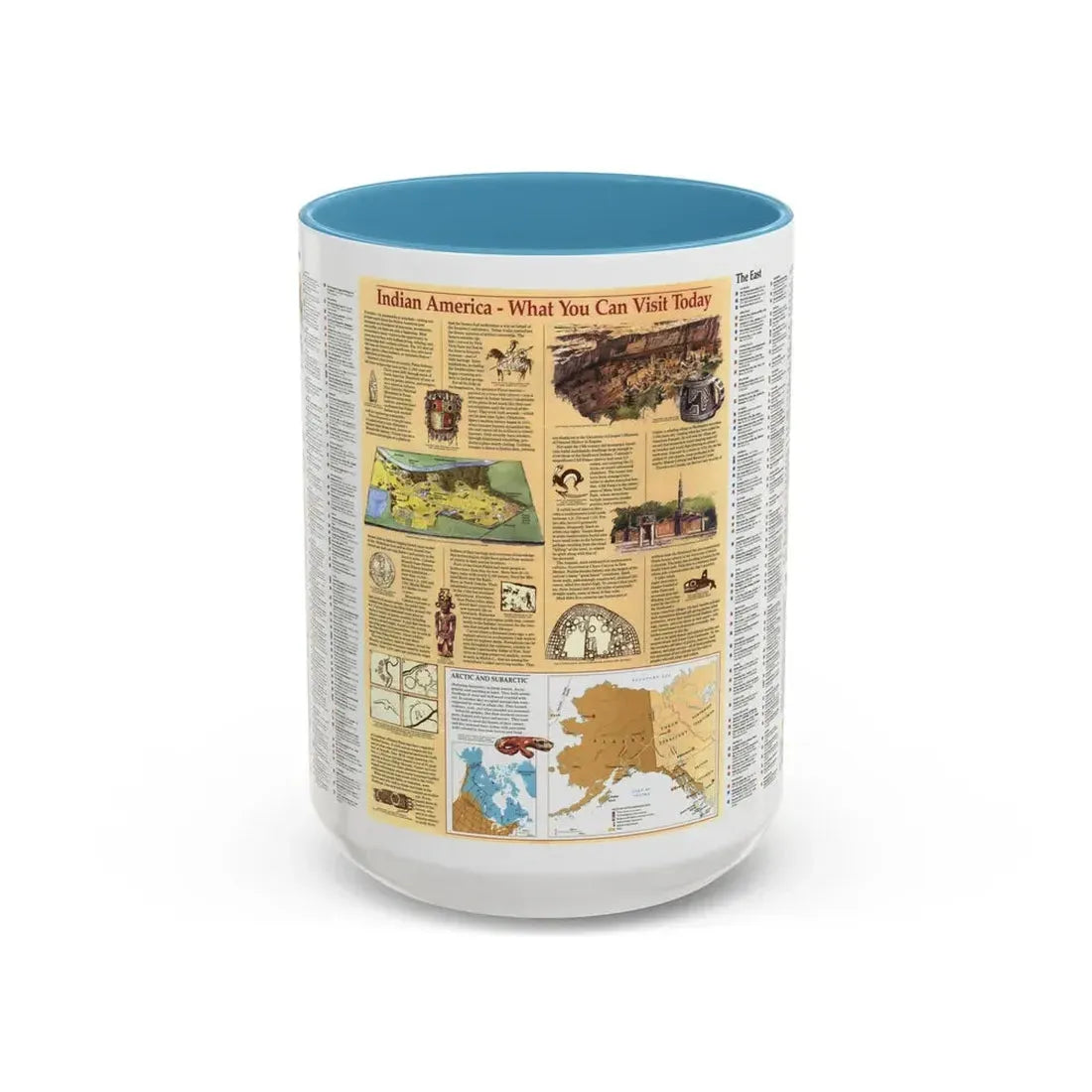 North America - Indian America - What You Can Visit Today (1991) (Map) Accent Coffee Mug 15oz Light Blue - Go Mug Yourself