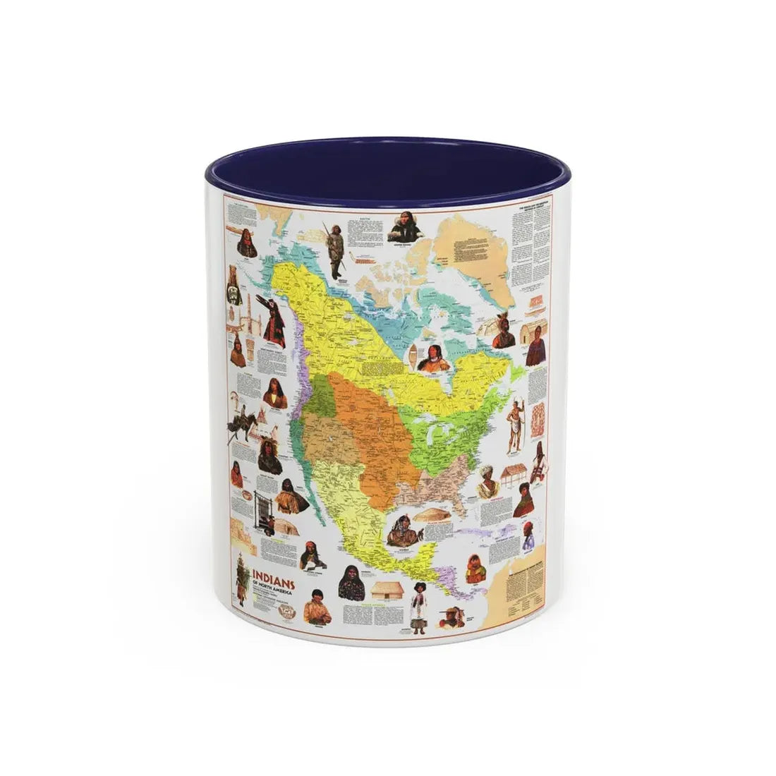 North America - Indians of (1973) (Map) Accent Coffee Mug 11oz Navy - Go Mug Yourself