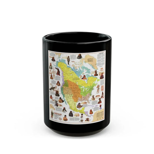 North America - Indians of (1973) (Map) Black Coffee Mug 15oz - Go Mug Yourself