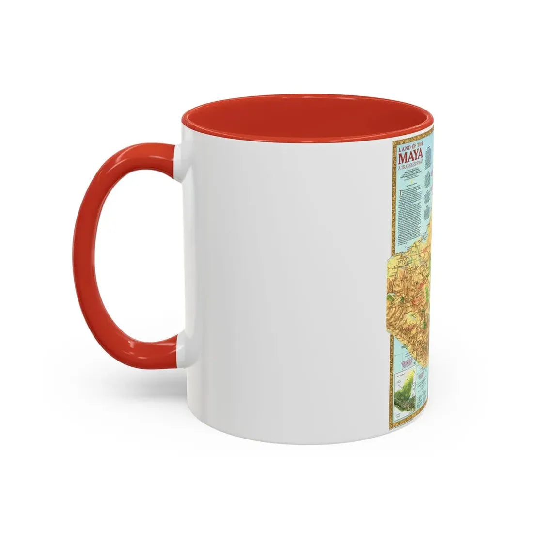 North America - Land of the Maya, A Traveller's Map (1990) (Map) Accent Coffee Mug - Go Mug Yourself