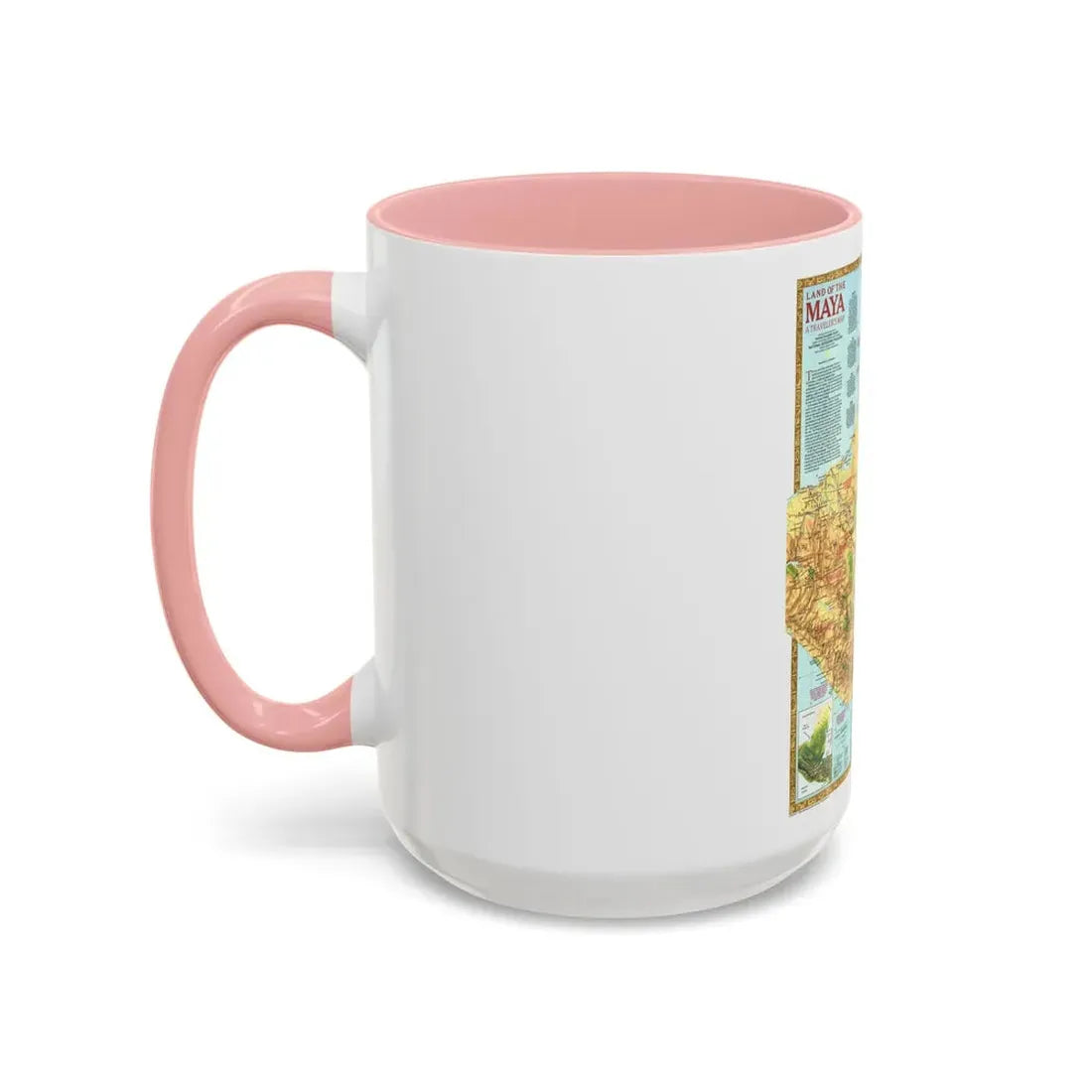 North America - Land of the Maya, A Traveller's Map (1990) (Map) Accent Coffee Mug - Go Mug Yourself
