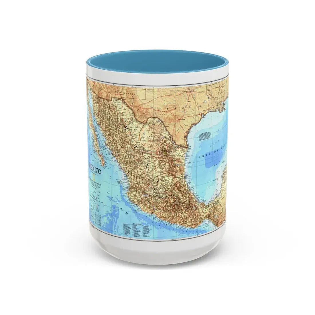 North America - Mexico (1994) (Map) Accent Coffee Mug 15oz Light Blue - Go Mug Yourself