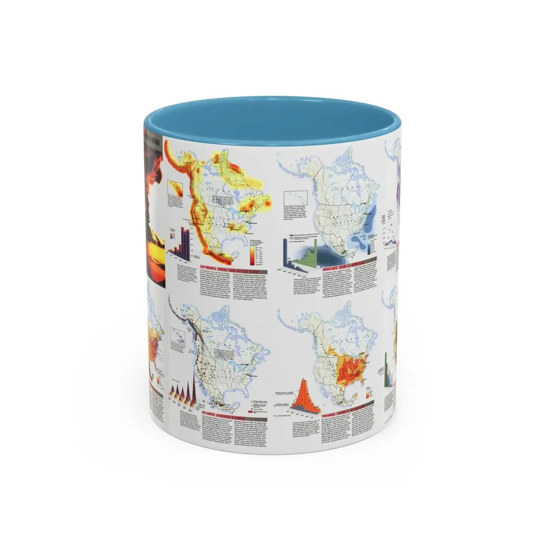 North America - Natural Hazards (1998) (Map) Accent Coffee Mug 11oz Light Blue - Go Mug Yourself