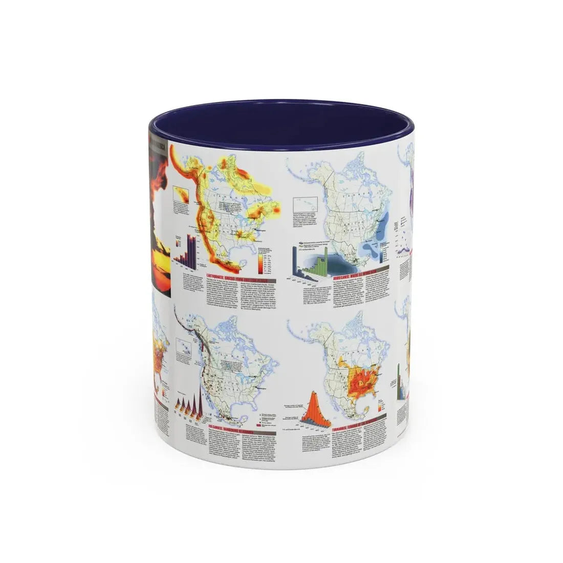 North America - Natural Hazards (1998) (Map) Accent Coffee Mug 11oz Navy - Go Mug Yourself