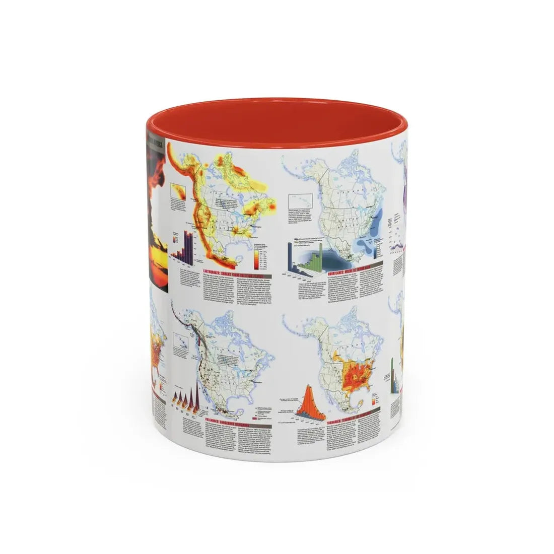 North America - Natural Hazards (1998) (Map) Accent Coffee Mug 11oz Red - Go Mug Yourself
