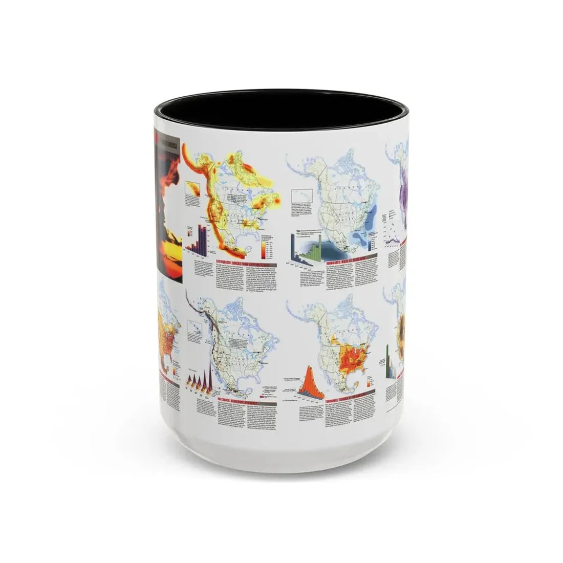 North America - Natural Hazards (1998) (Map) Accent Coffee Mug 15oz Black - Go Mug Yourself