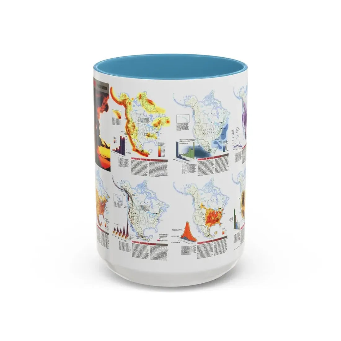 North America - Natural Hazards (1998) (Map) Accent Coffee Mug 15oz Light Blue - Go Mug Yourself