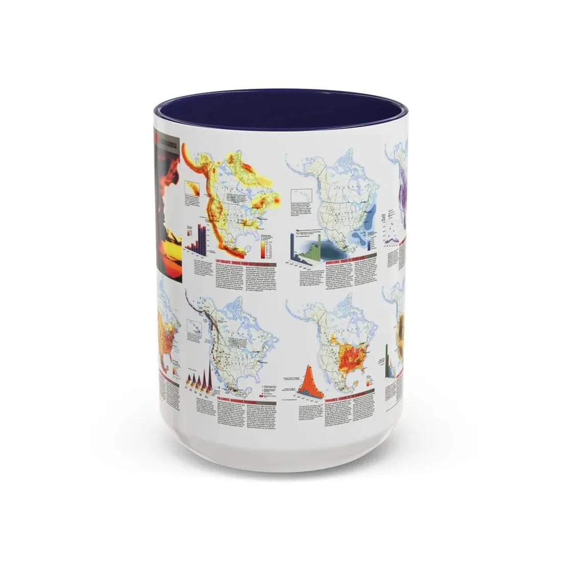 North America - Natural Hazards (1998) (Map) Accent Coffee Mug 15oz Navy - Go Mug Yourself