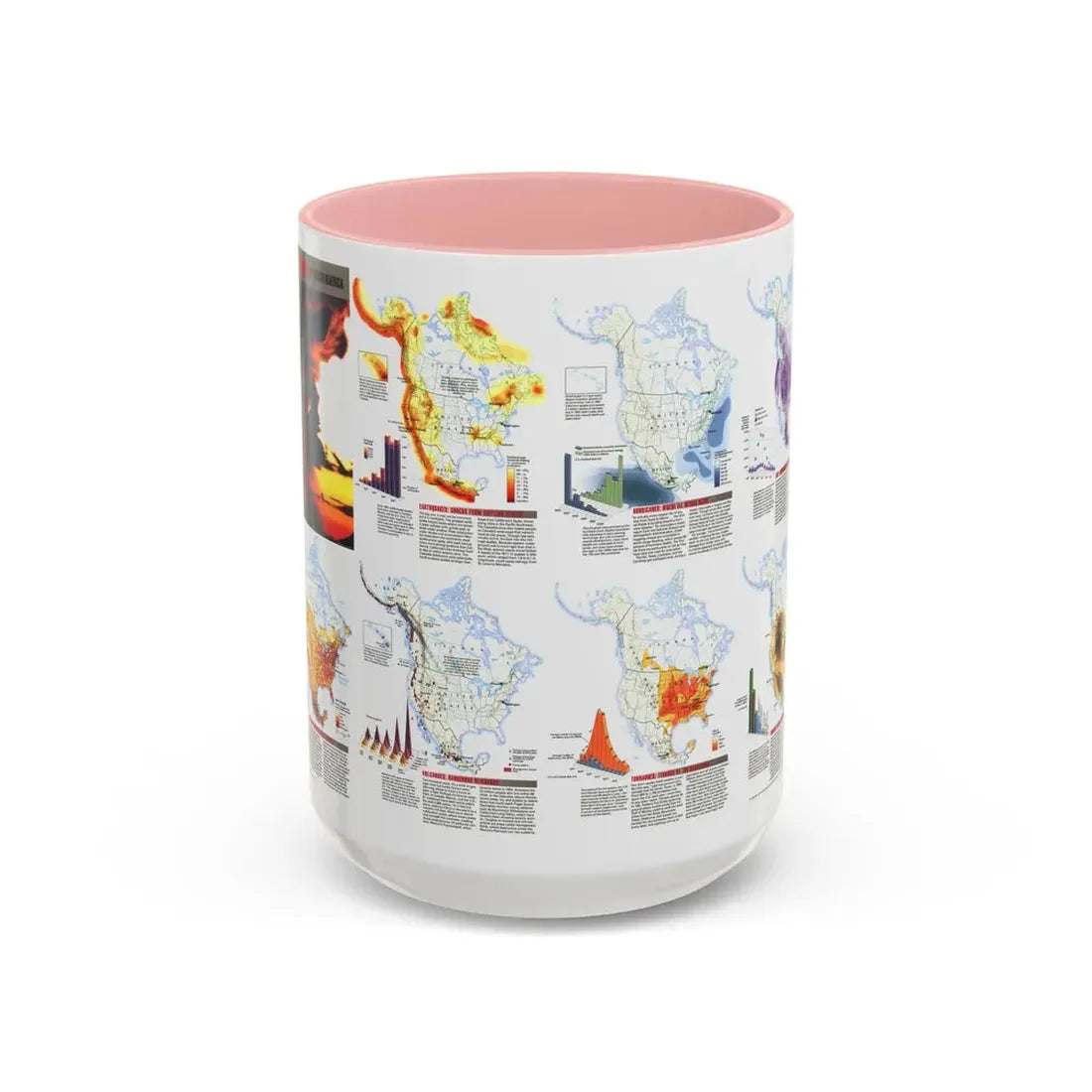 North America - Natural Hazards (1998) (Map) Accent Coffee Mug 15oz Pink - Go Mug Yourself