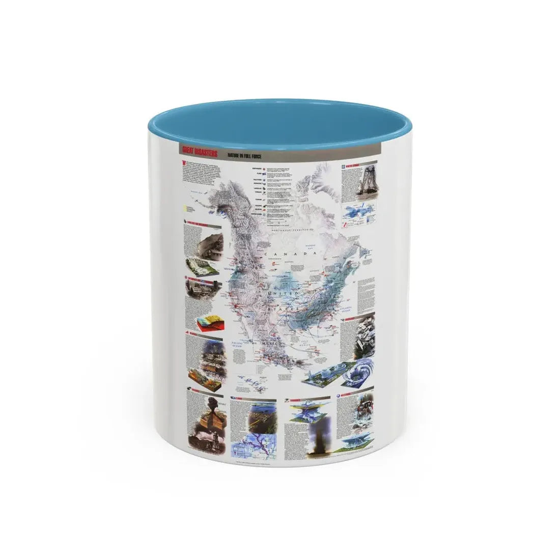 North America - Nature in Full Force (1998) (Map) Accent Coffee Mug 11oz Light Blue - Go Mug Yourself