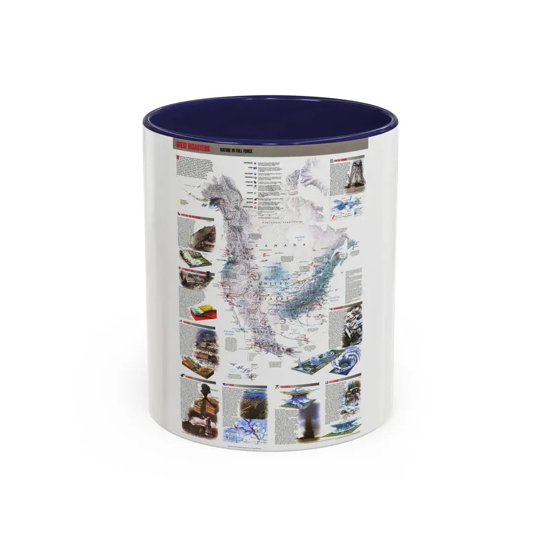 North America - Nature in Full Force (1998) (Map) Accent Coffee Mug 11oz Navy - Go Mug Yourself