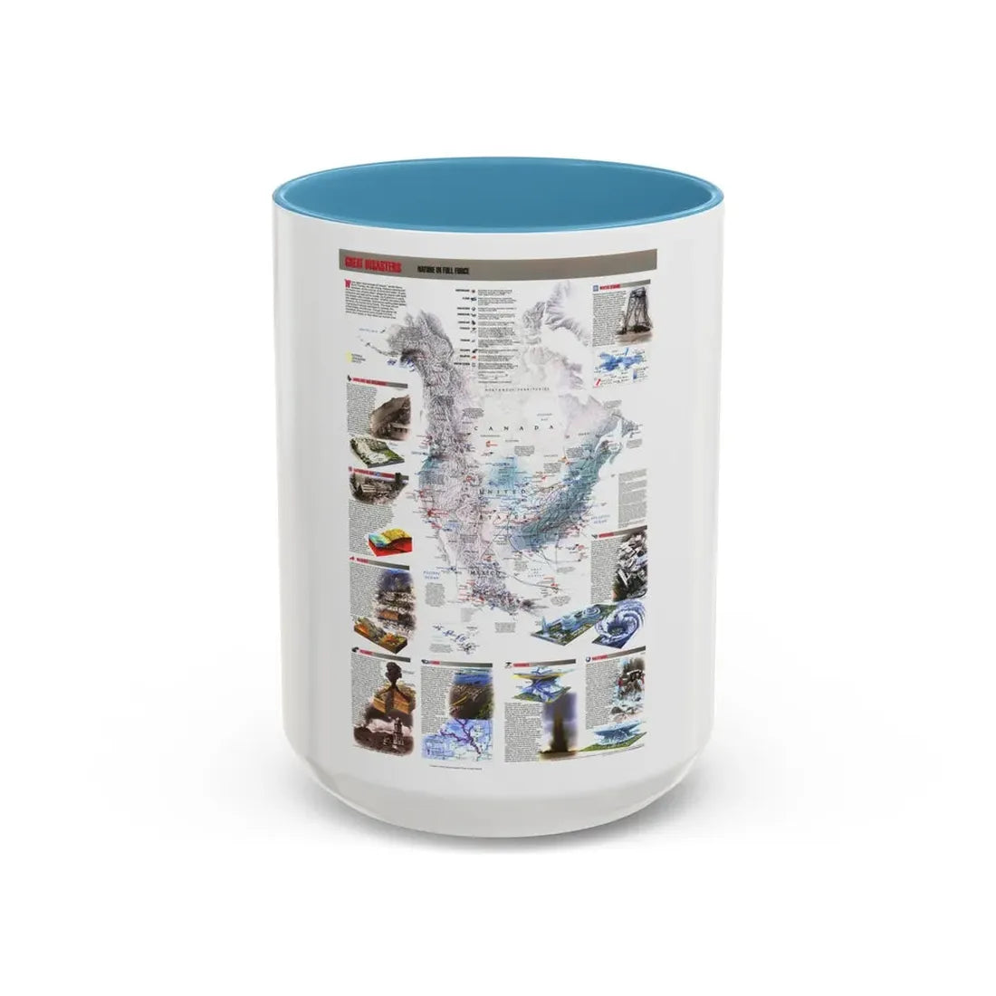 North America - Nature in Full Force (1998) (Map) Accent Coffee Mug 15oz Light Blue - Go Mug Yourself