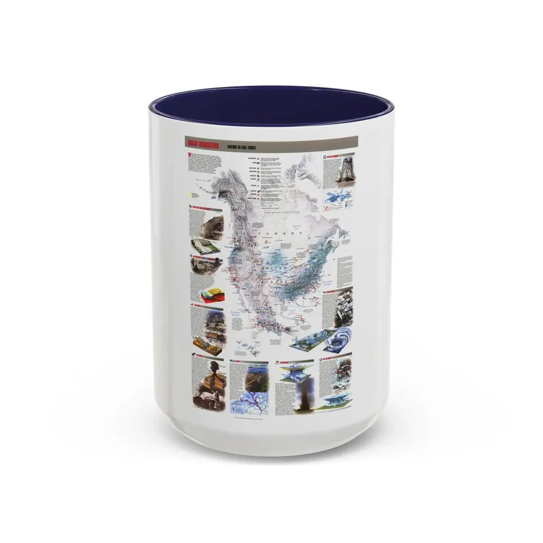North America - Nature in Full Force (1998) (Map) Accent Coffee Mug 15oz Navy - Go Mug Yourself