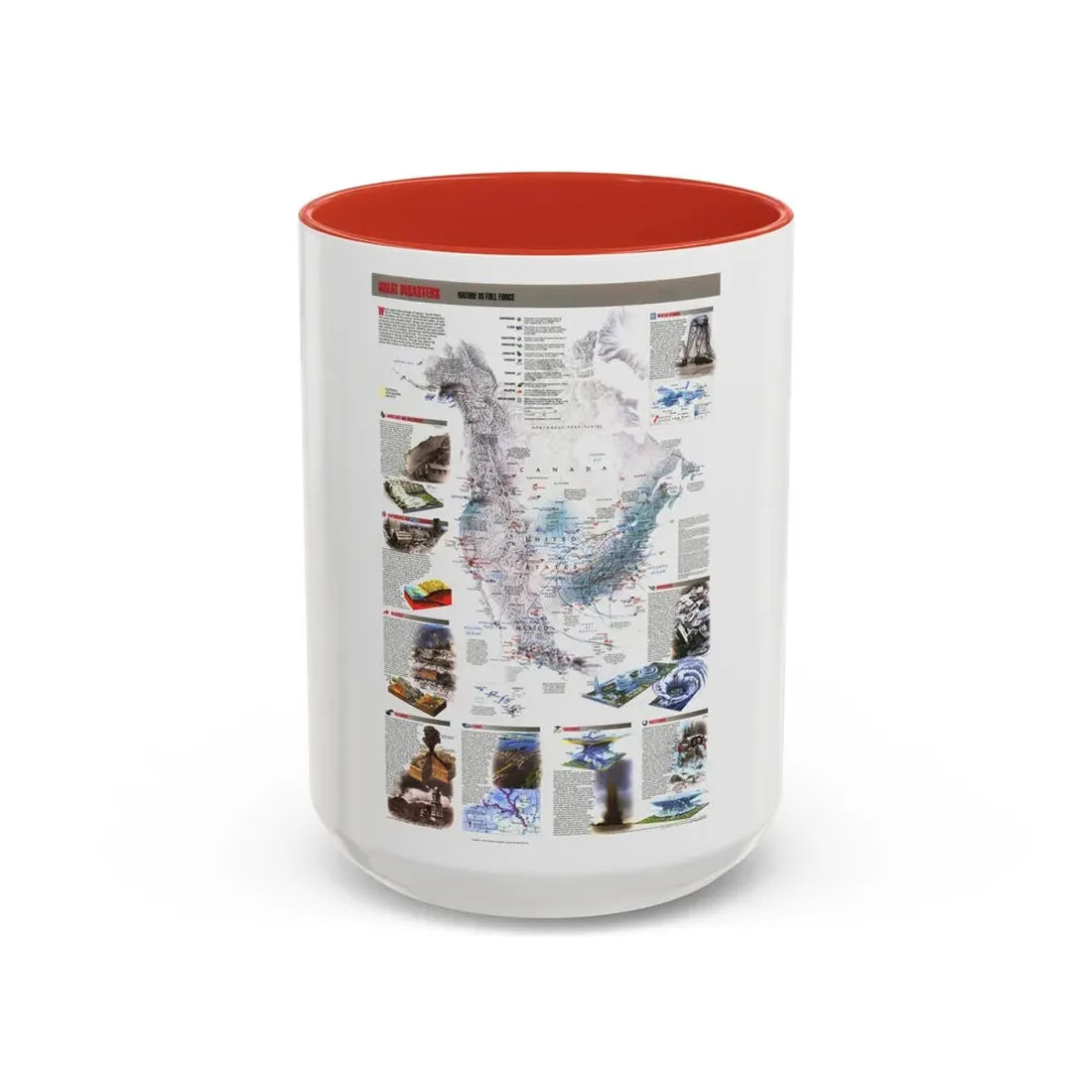 North America - Nature in Full Force (1998) (Map) Accent Coffee Mug 15oz Red - Go Mug Yourself