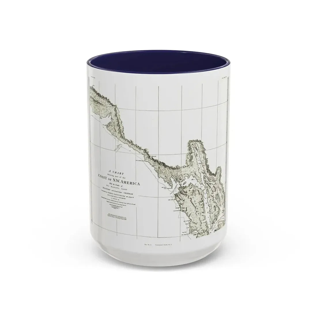 North America - Part of the Coast (1898) (Map) Accent Coffee Mug 15oz Navy - Go Mug Yourself