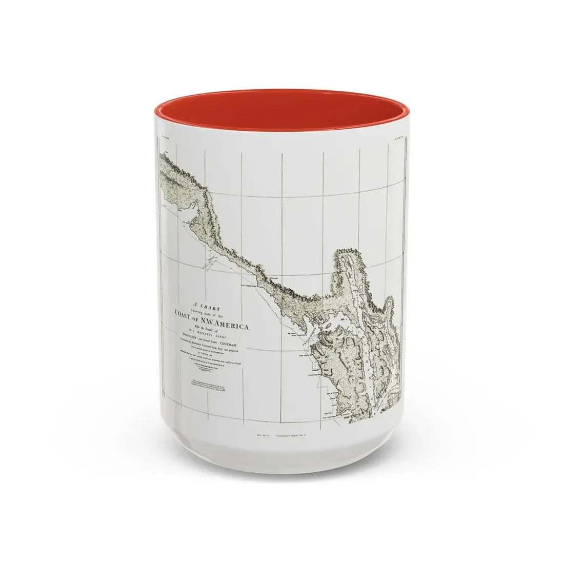 North America - Part of the Coast (1898) (Map) Accent Coffee Mug 15oz Red - Go Mug Yourself