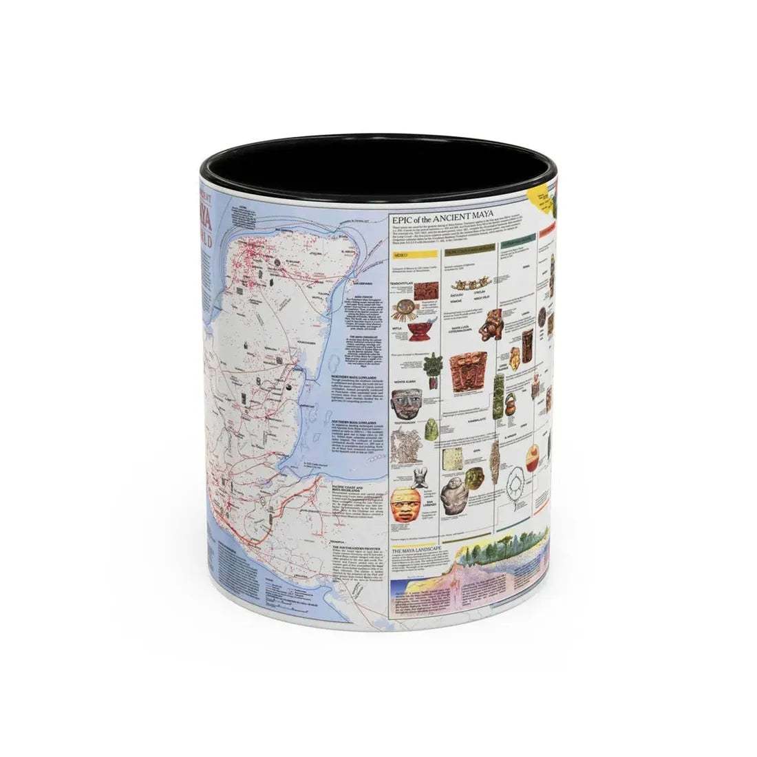 North America - The Ancient Maya World (1990) (Map) Accent Coffee Mug 11oz Black - Go Mug Yourself