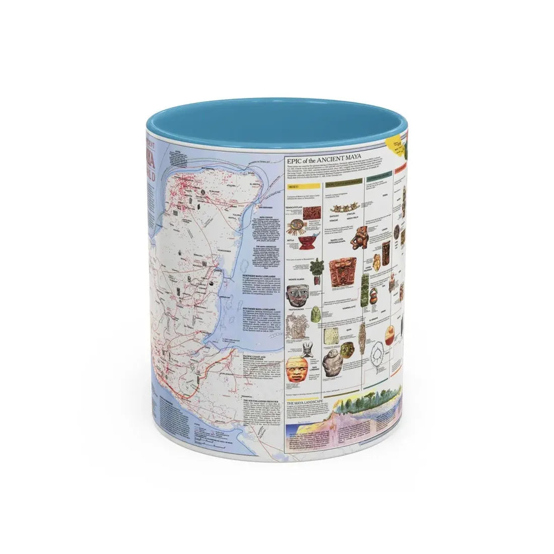North America - The Ancient Maya World (1990) (Map) Accent Coffee Mug 11oz Light Blue - Go Mug Yourself