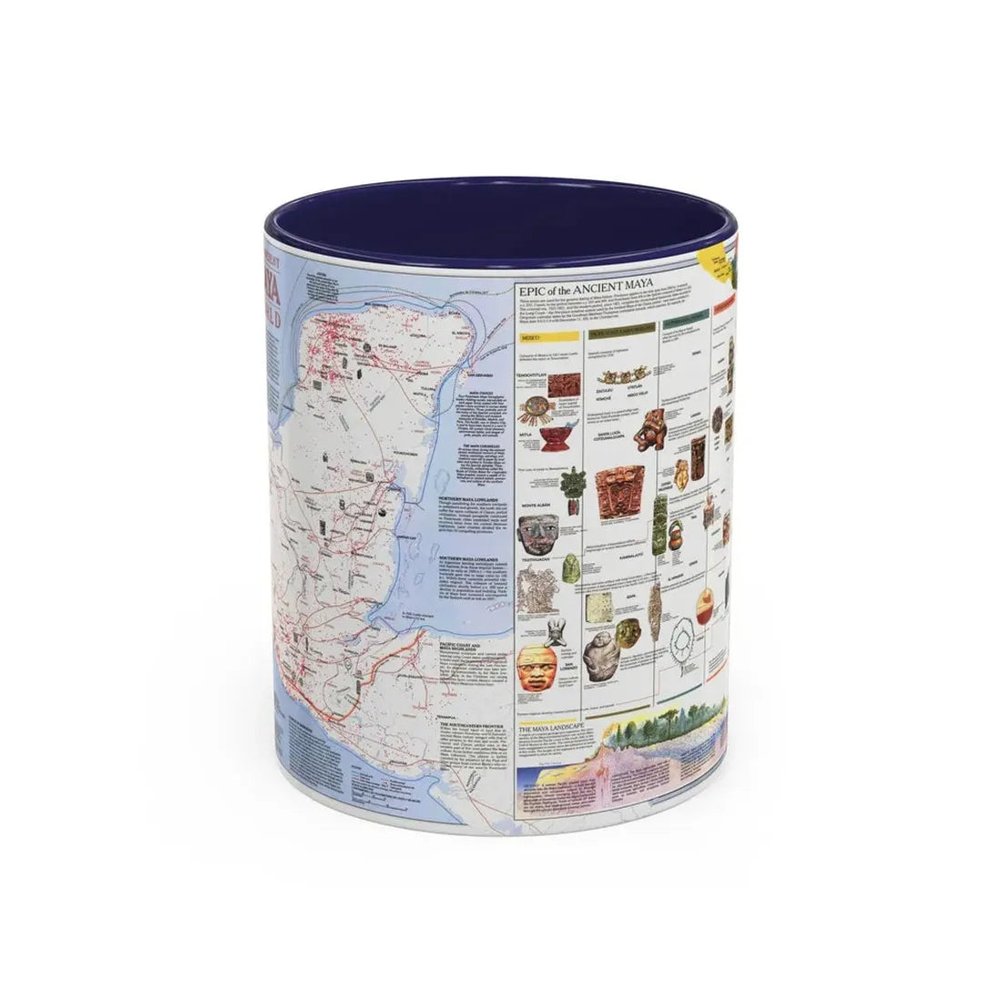 North America - The Ancient Maya World (1990) (Map) Accent Coffee Mug 11oz Navy - Go Mug Yourself