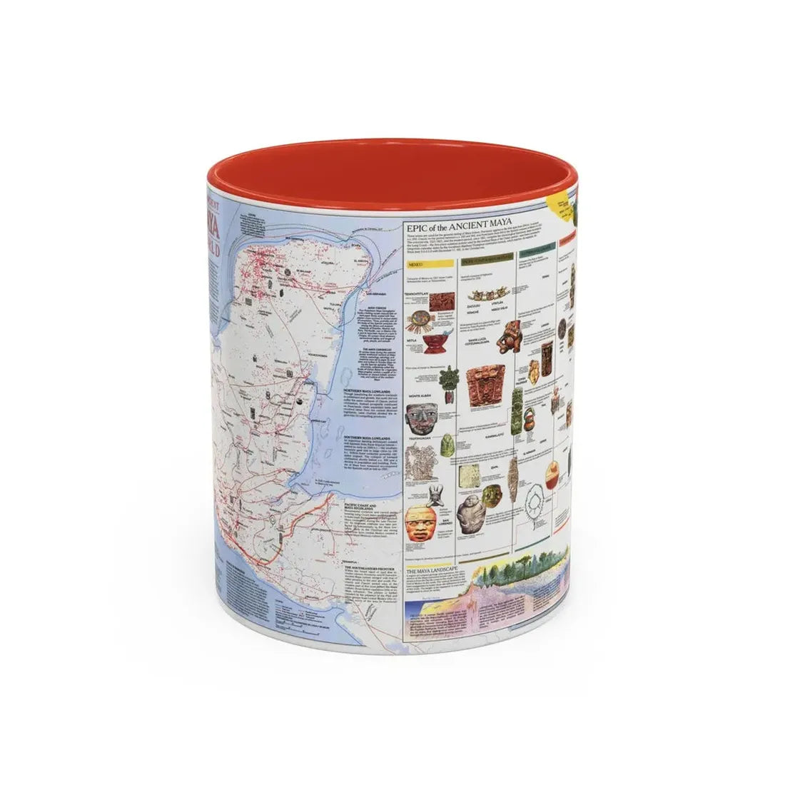 North America - The Ancient Maya World (1990) (Map) Accent Coffee Mug 11oz Red - Go Mug Yourself