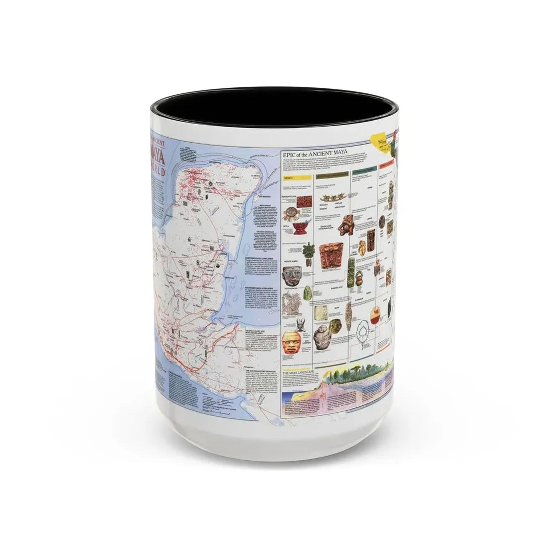 North America - The Ancient Maya World (1990) (Map) Accent Coffee Mug 15oz Black - Go Mug Yourself