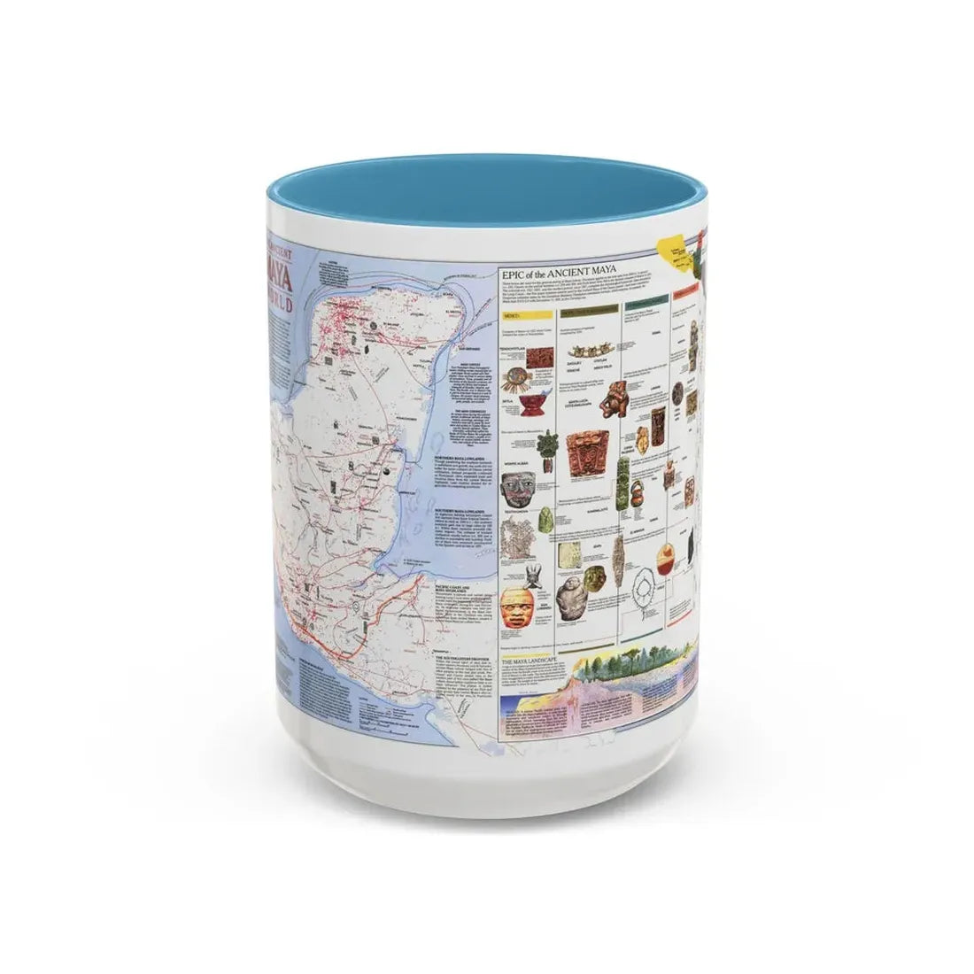 North America - The Ancient Maya World (1990) (Map) Accent Coffee Mug 15oz Light Blue - Go Mug Yourself