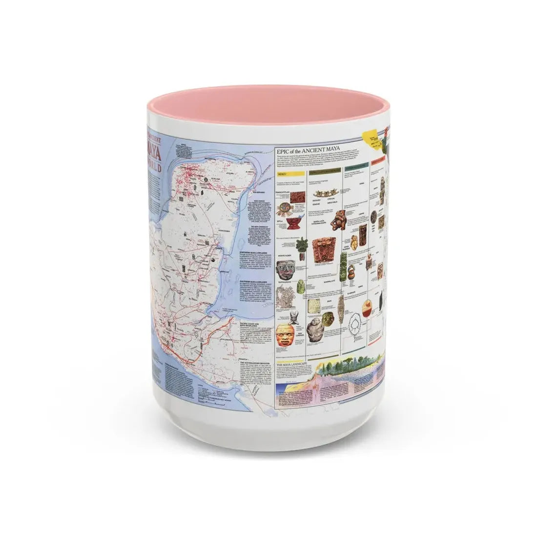 North America - The Ancient Maya World (1990) (Map) Accent Coffee Mug 15oz Pink - Go Mug Yourself