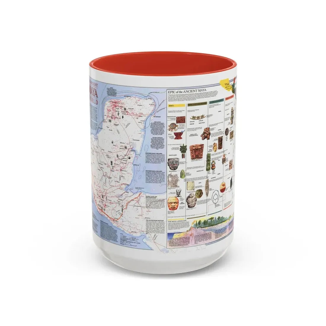 North America - The Ancient Maya World (1990) (Map) Accent Coffee Mug 15oz Red - Go Mug Yourself