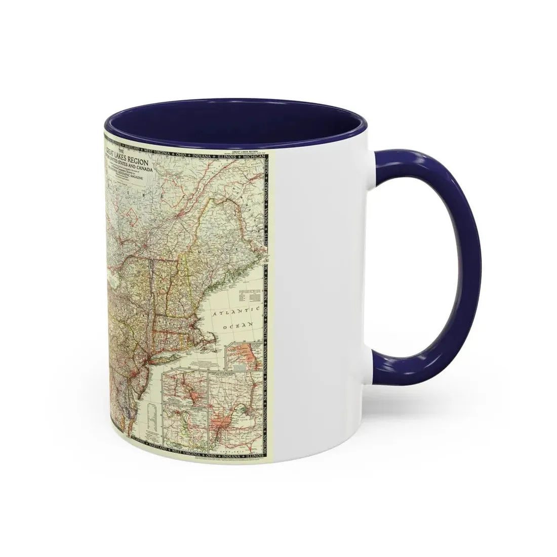 North America - The Great Lakes Region (1953) (Map) Accent Coffee Mug - Go Mug Yourself