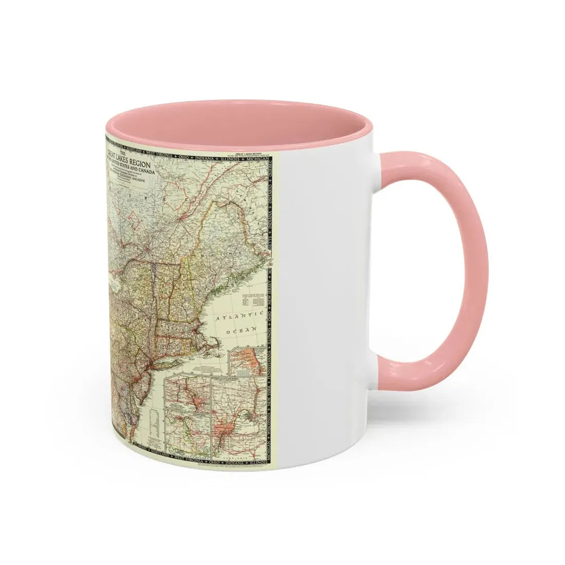 North America - The Great Lakes Region (1953) (Map) Accent Coffee Mug - Go Mug Yourself