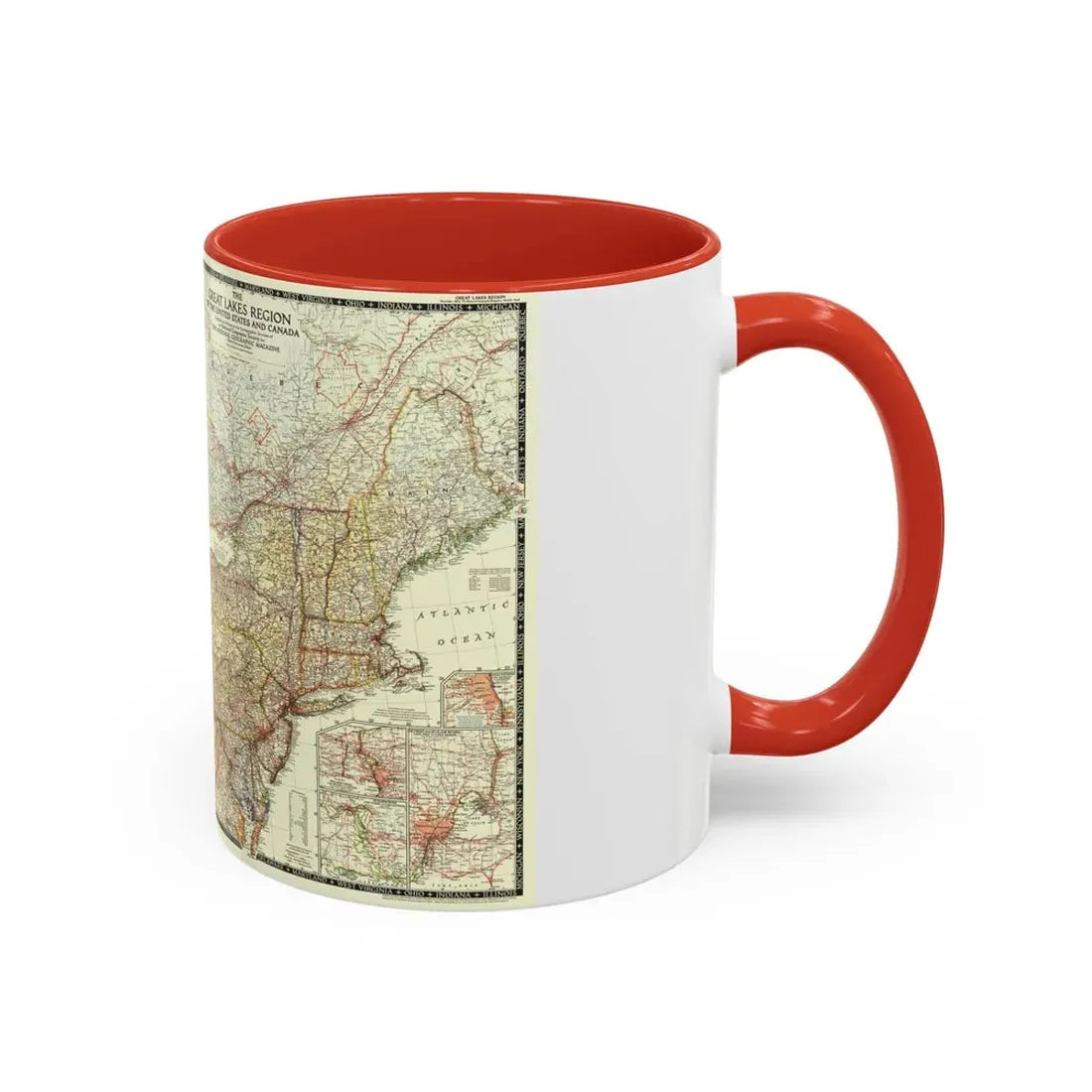 North America - The Great Lakes Region (1953) (Map) Accent Coffee Mug - Go Mug Yourself
