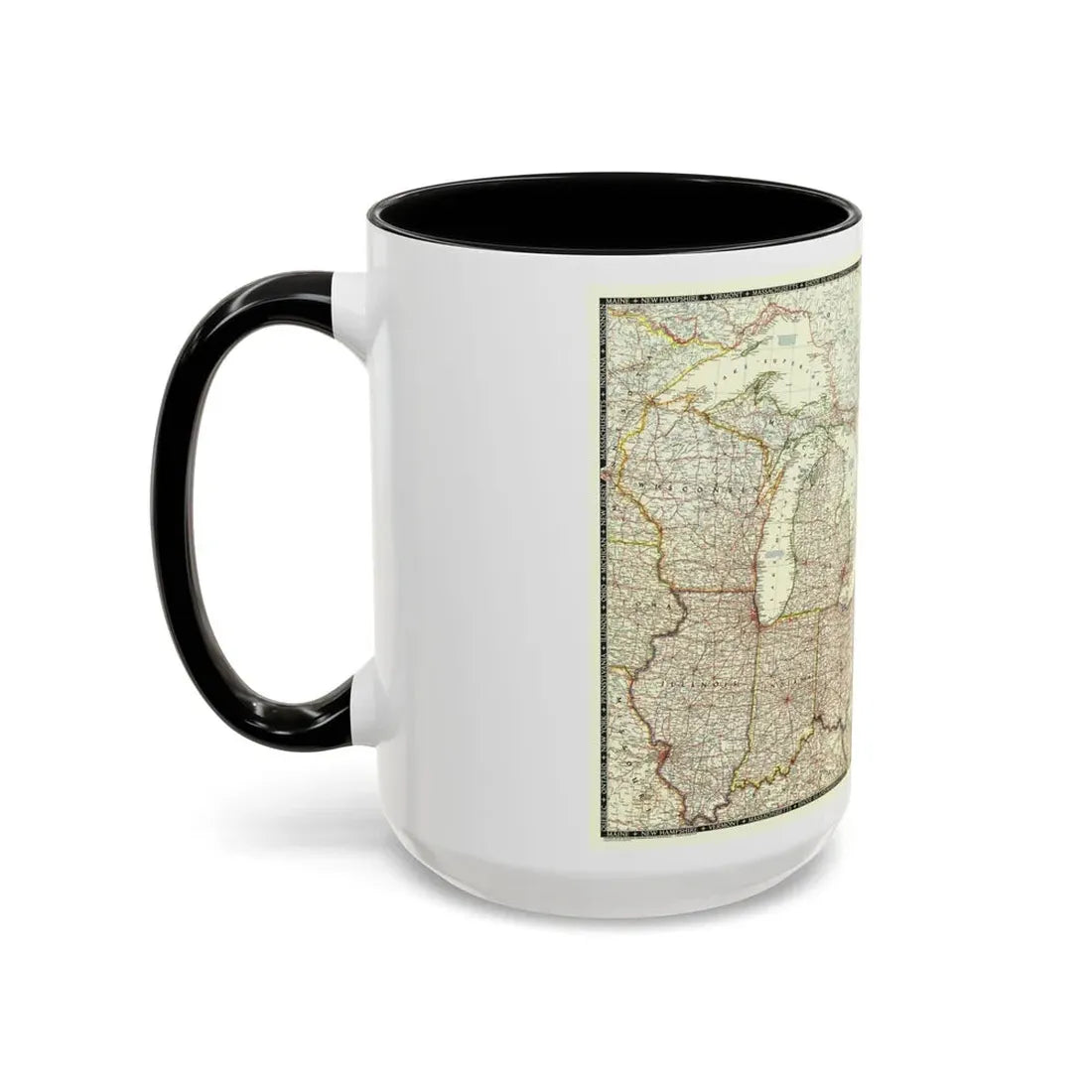 North America - The Great Lakes Region (1953) (Map) Accent Coffee Mug - Go Mug Yourself