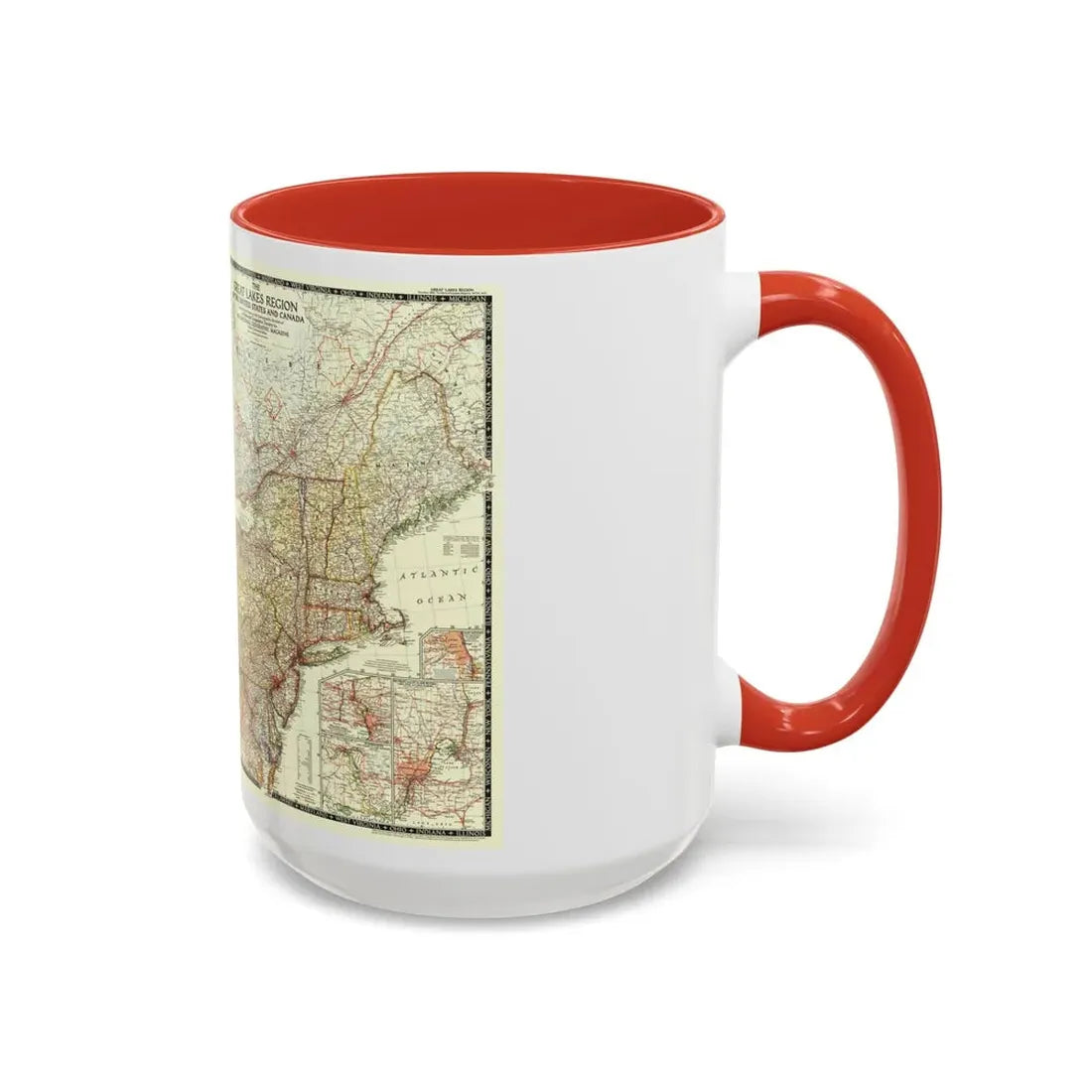 North America - The Great Lakes Region (1953) (Map) Accent Coffee Mug - Go Mug Yourself