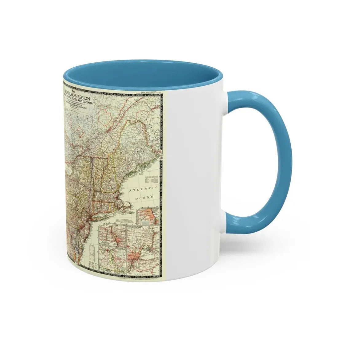 North America - The Great Lakes Region (1953) (Map) Accent Coffee Mug - Go Mug Yourself