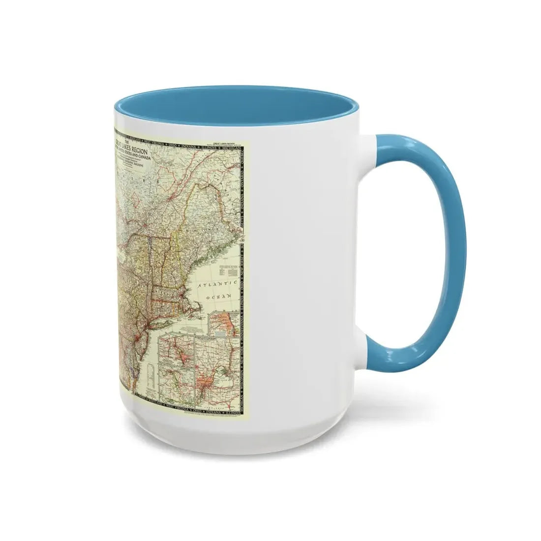 North America - The Great Lakes Region (1953) (Map) Accent Coffee Mug - Go Mug Yourself