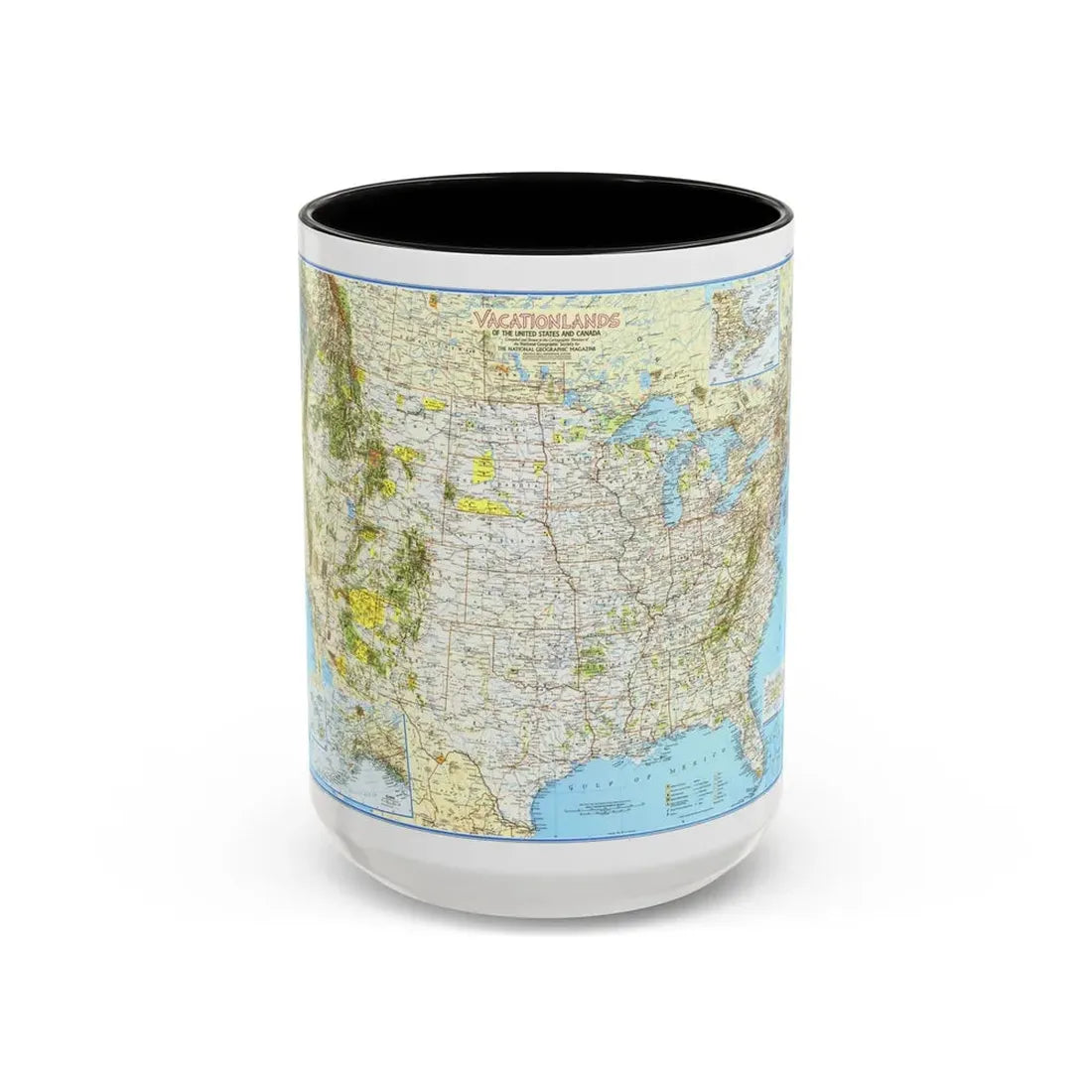North America - Vacationlands (1966) (Map) Accent Coffee Mug 15oz Black - Go Mug Yourself