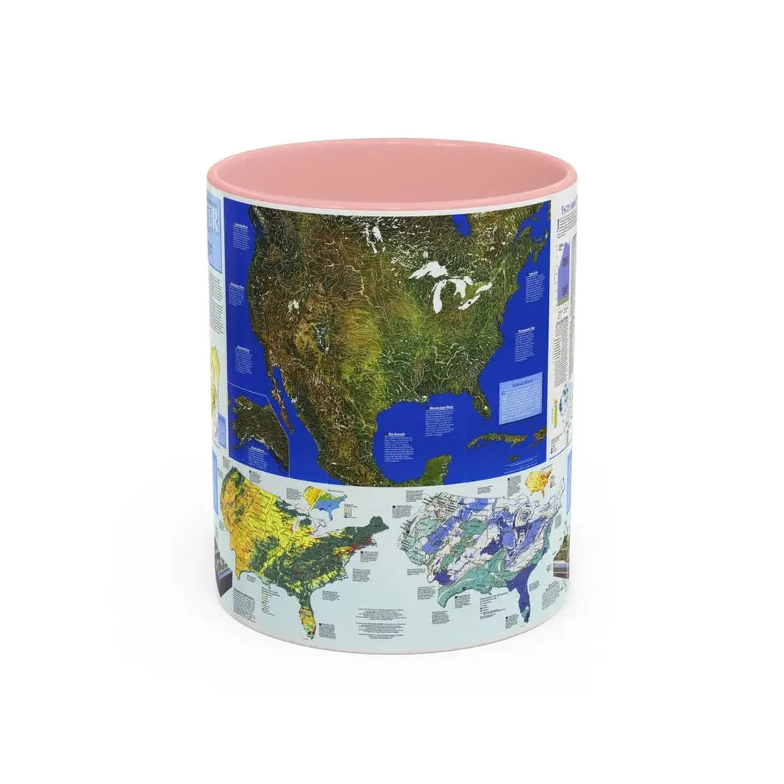 North America - Water- Precious Resource (1993) (Map) Accent Coffee Mug 11oz Pink - Go Mug Yourself
