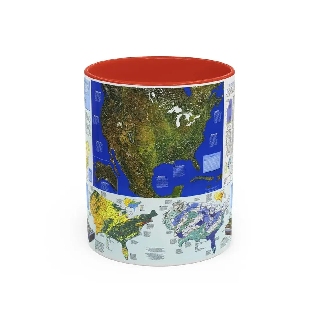North America - Water- Precious Resource (1993) (Map) Accent Coffee Mug 11oz Red - Go Mug Yourself