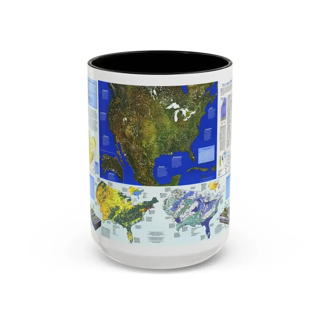 North America - Water- Precious Resource (1993) (Map) Accent Coffee Mug 15oz Black - Go Mug Yourself