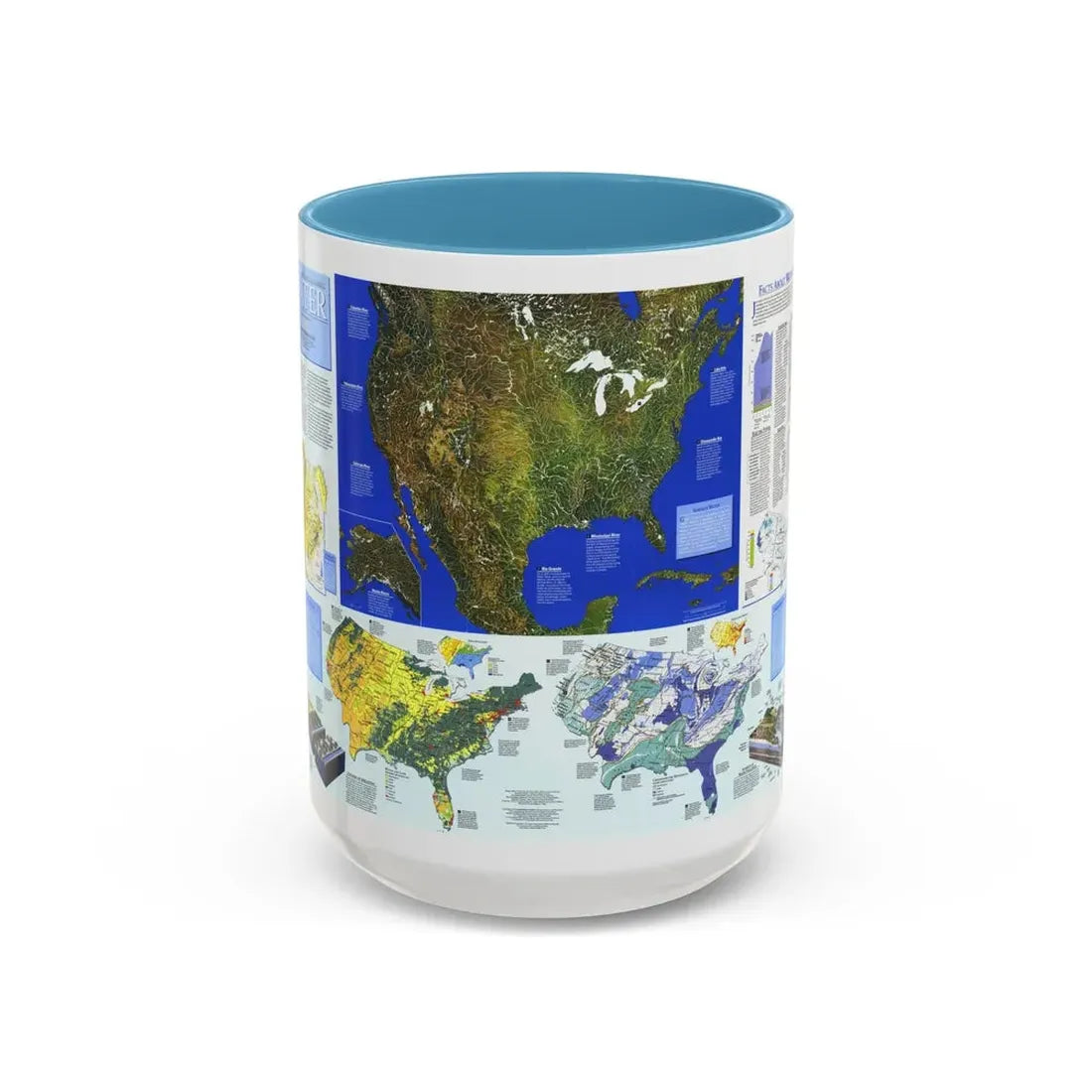 North America - Water- Precious Resource (1993) (Map) Accent Coffee Mug 15oz Light Blue - Go Mug Yourself