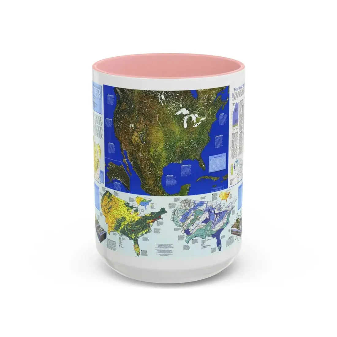 North America - Water- Precious Resource (1993) (Map) Accent Coffee Mug 15oz Pink - Go Mug Yourself
