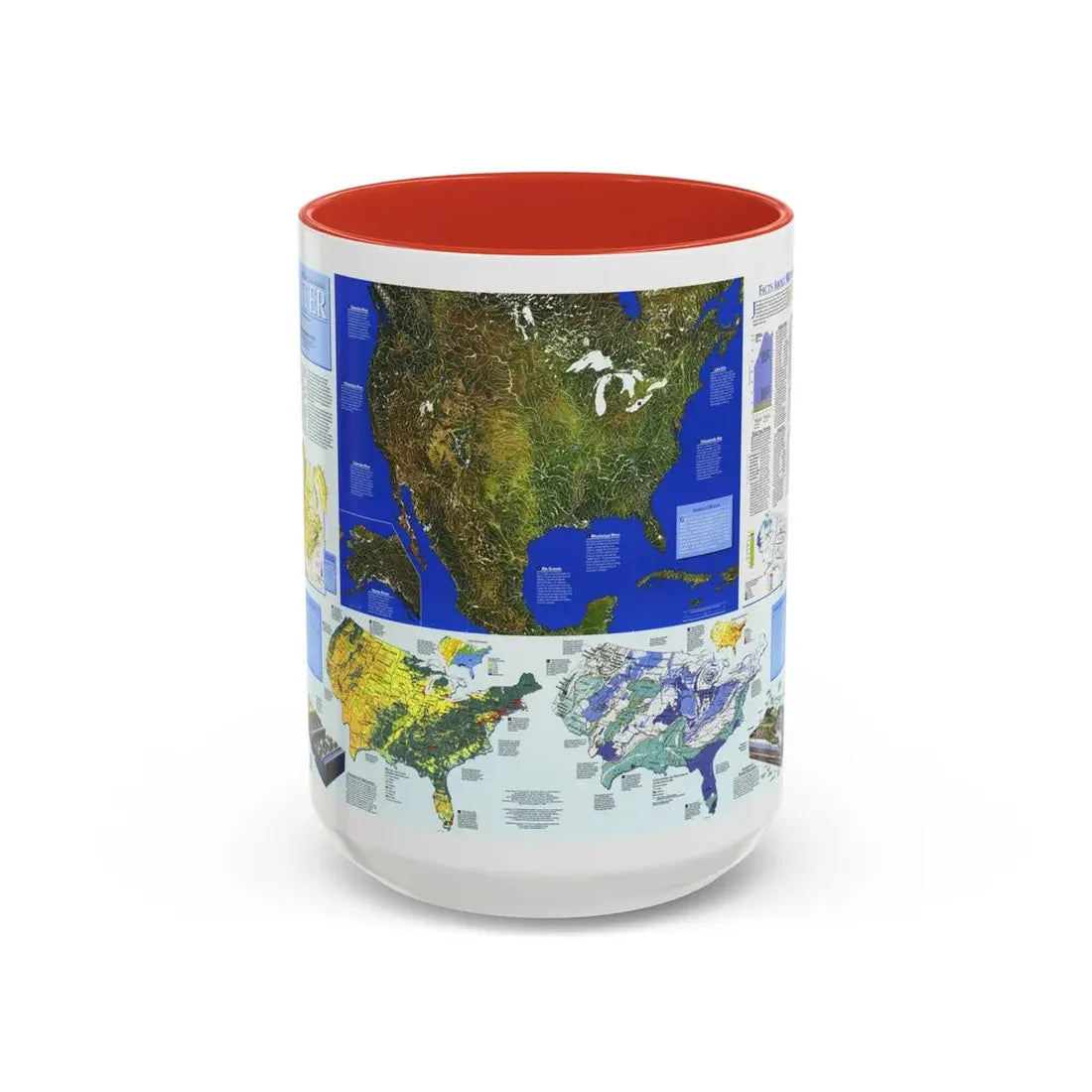 North America - Water- Precious Resource (1993) (Map) Accent Coffee Mug 15oz Red - Go Mug Yourself