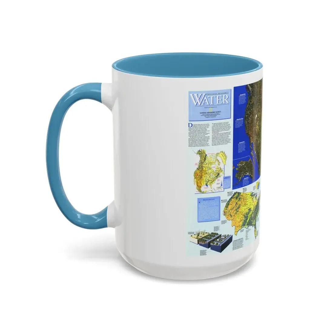 North America - Water- Precious Resource (1993) (Map) Accent Coffee Mug - Go Mug Yourself