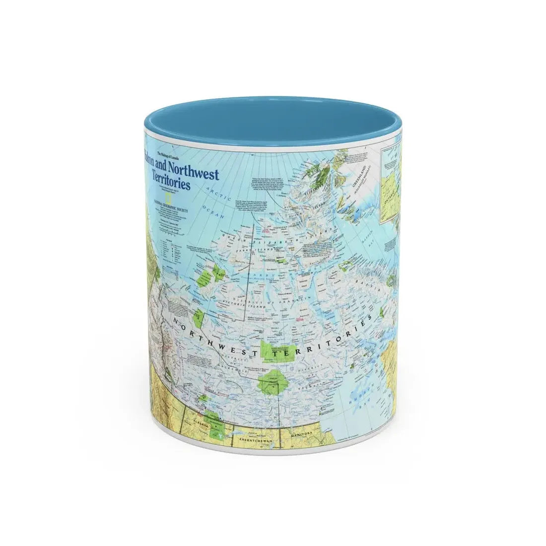 North America - Yukon and Northwest Territories (1997) (Map) Accent Coffee Mug 11oz Light Blue - Go Mug Yourself