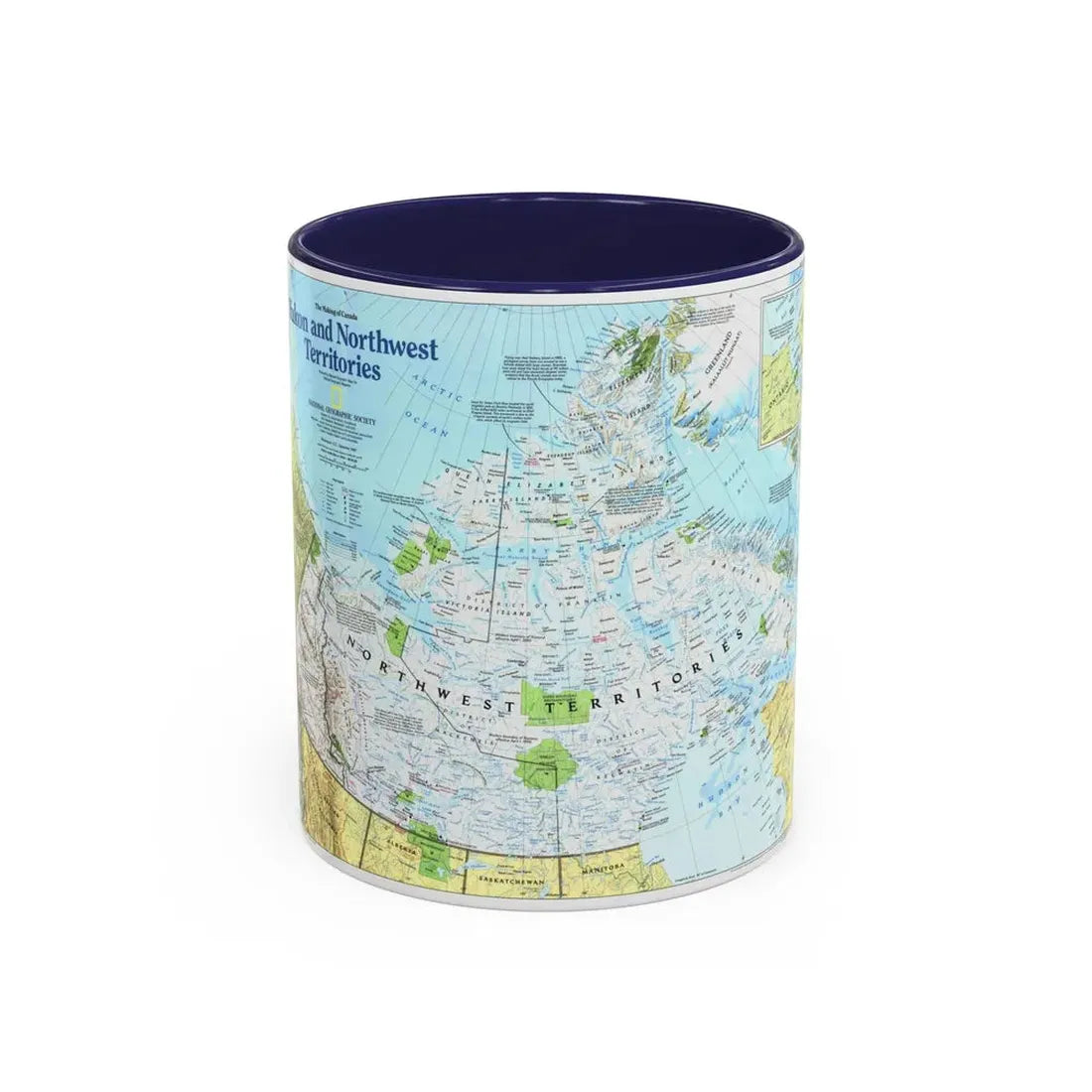 North America - Yukon and Northwest Territories (1997) (Map) Accent Coffee Mug 11oz Navy - Go Mug Yourself