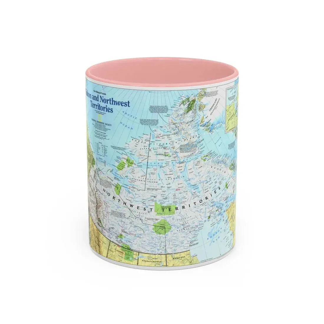 North America - Yukon and Northwest Territories (1997) (Map) Accent Coffee Mug 11oz Pink - Go Mug Yourself