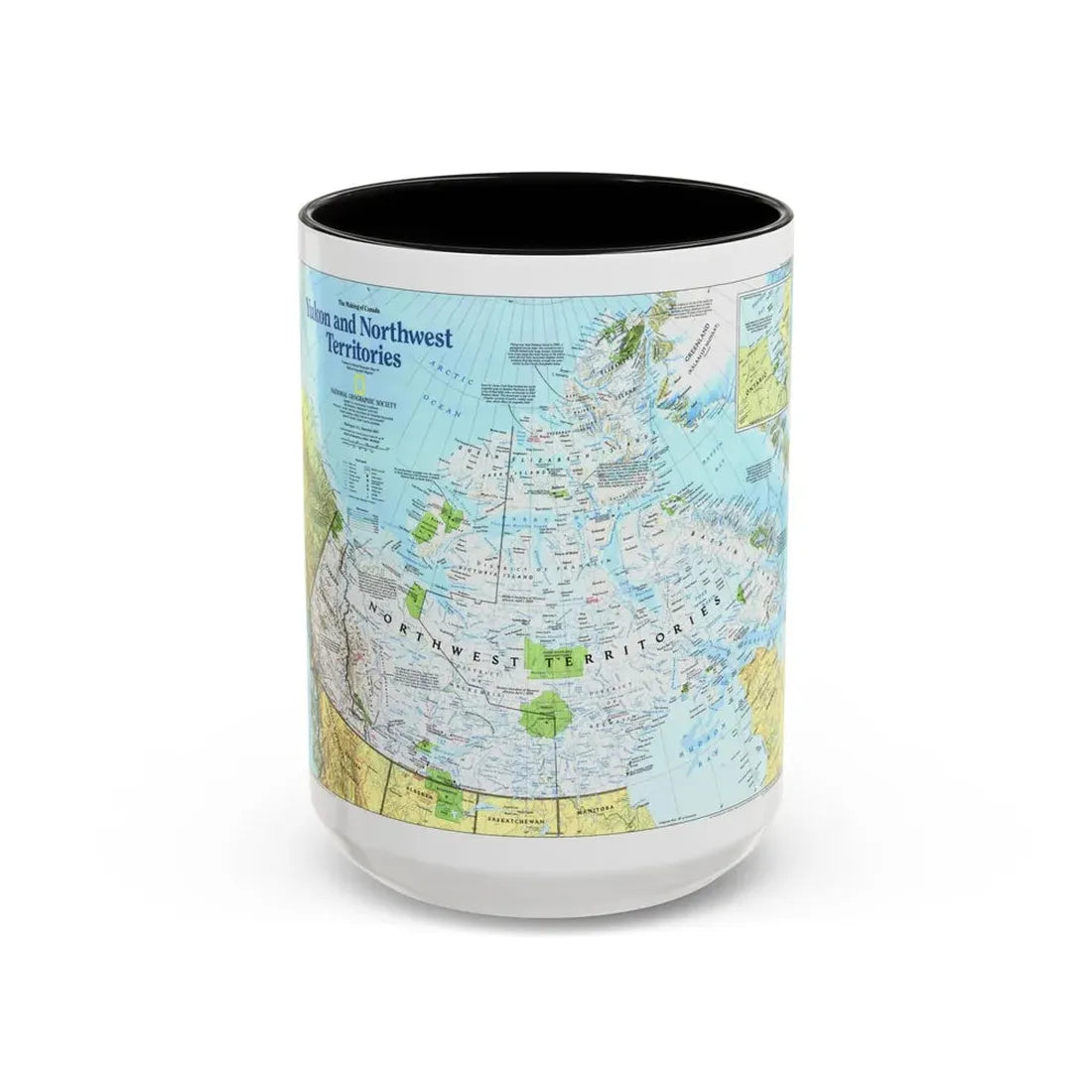 North America - Yukon and Northwest Territories (1997) (Map) Accent Coffee Mug 15oz Black - Go Mug Yourself